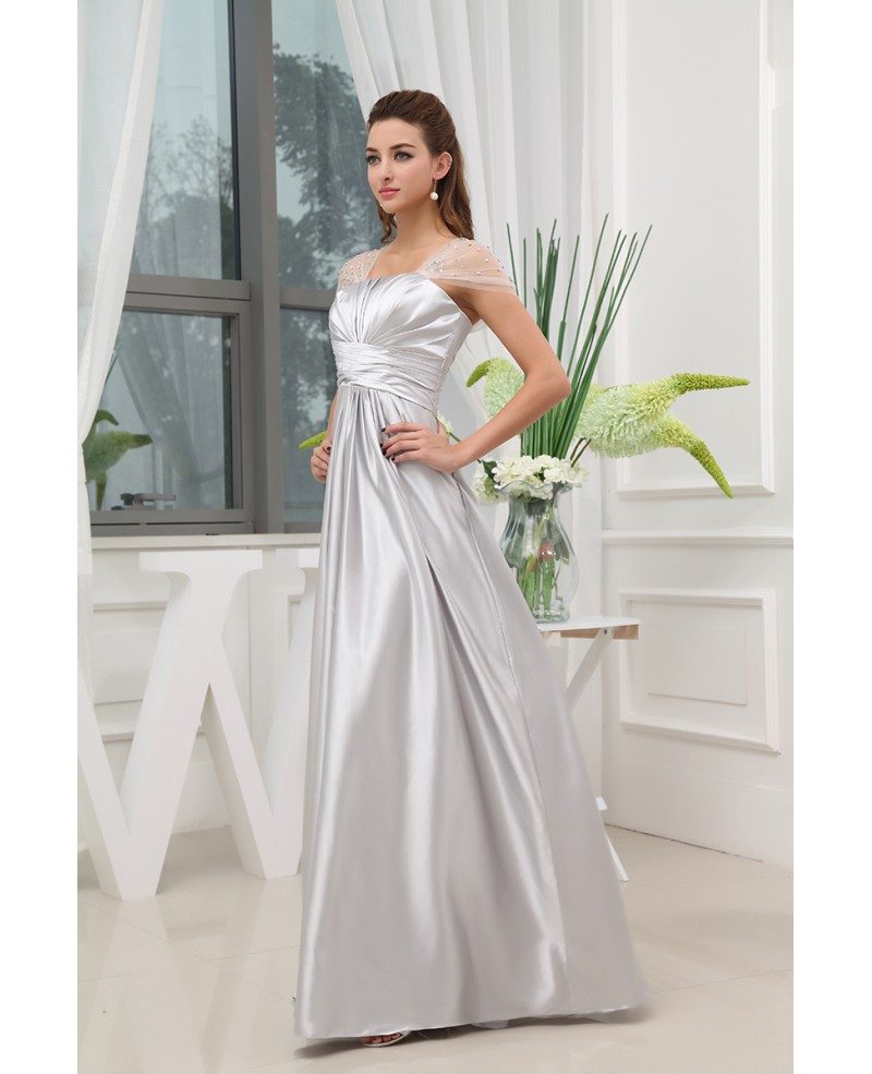 A Line Square Neckline Floor Length Satin Evening Dress OP3367 129 5