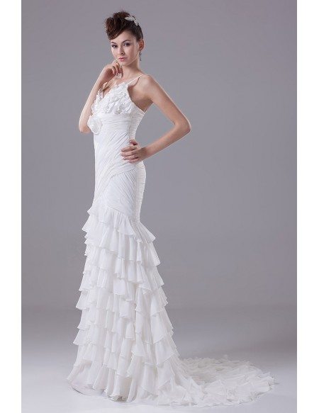 Gorgeous Spaghetti Straps Ruffled Cascading Wedding Dress with ...