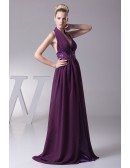 Unique Long Embroidery Beaded Grape Prom Dress with Halter Neck