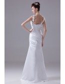 Fitted Folded Sweetheart Satin Wedding Dress with Beading Flower Straps