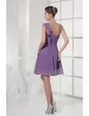 Simple Pleated Short Lavender Chiffon Bridesmaid Dress in One Shoulder
