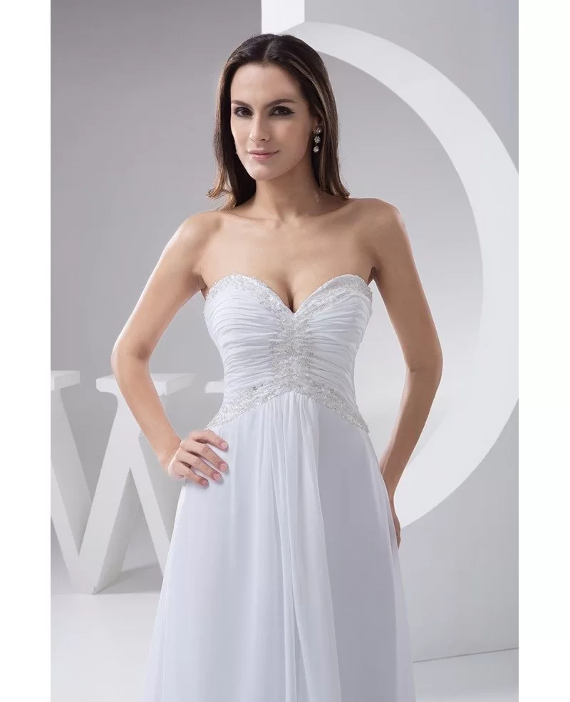A-line Sweetheart Court Train Chiffon Wedding Dress With ...