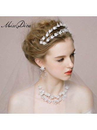Double Row Crystal Floral Tiaras Style