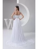 A-line V-neck Court Train Chiffon Wedding Dress With Beading