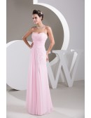Pink A-Line Sweetheart Appliques Empire-Waist Ruffles Chiffon Prom Dress main image 1