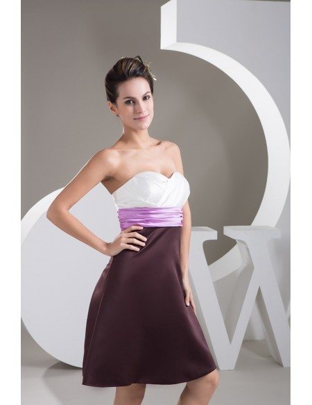 Color Block A-line Sweetheart Short Satin Homecoming Dress