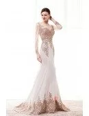Mermaid Scoop Neck Floor-Length Prom Dress With Beading Appliques Lace