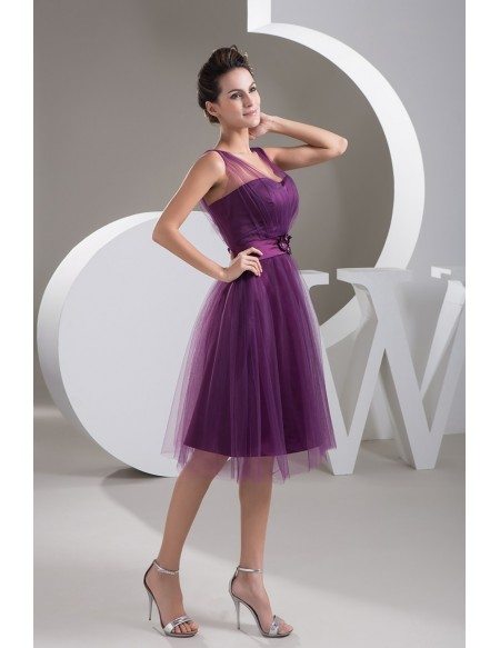 A-line Sweetheart Knee-length Tulle Bridesmaid Dress