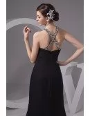 A-line Halter Sweep Train Chiffon Evening Dress With Split