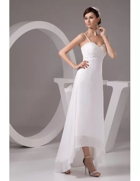 A-line Sweetheart Asymmetrical Chiffon Wedding Dress With Beading