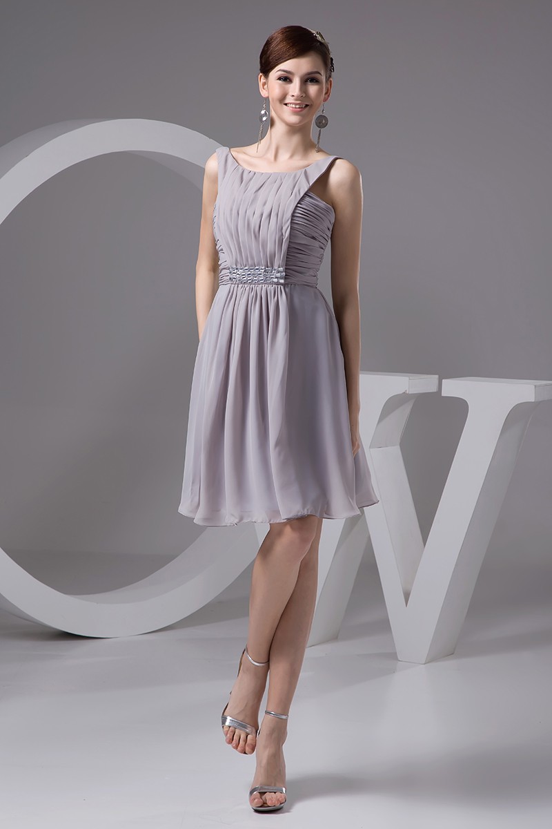 A-line Scoop Neck Knee-length Chiffon Bridesmaid Dress #OP4875 $106 ...