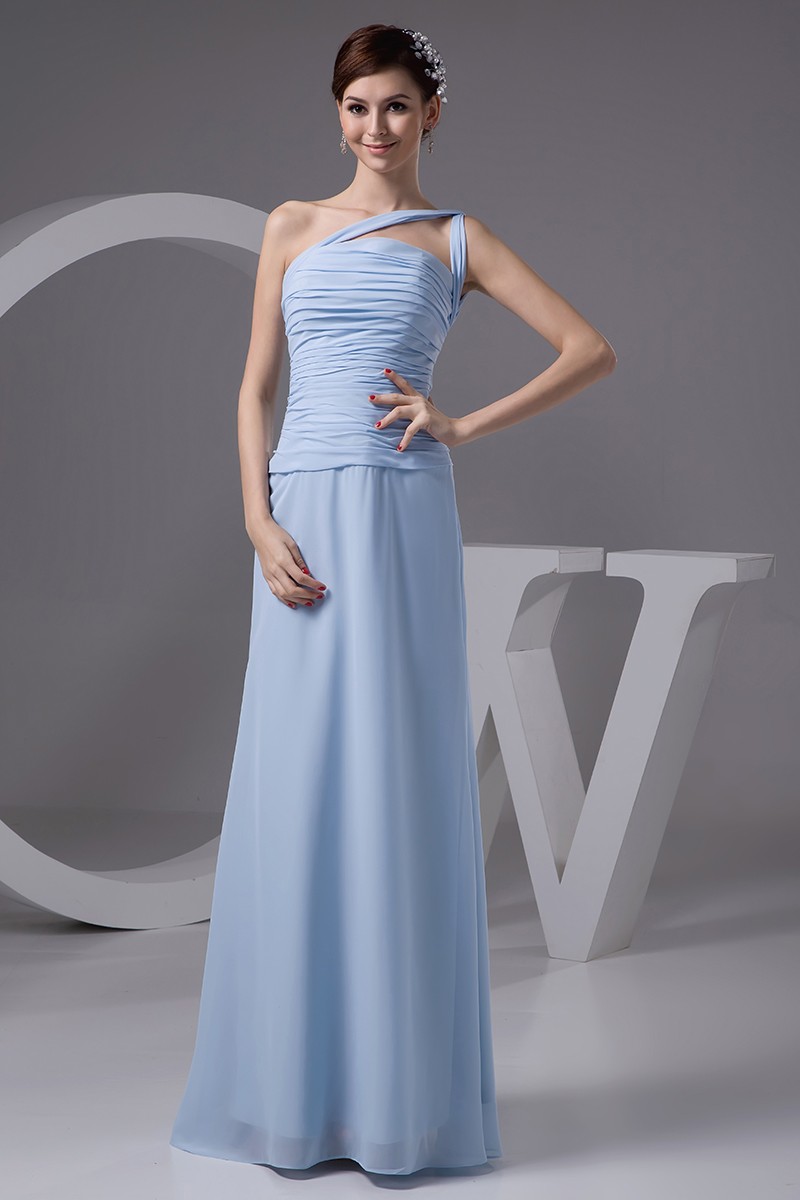 A-line One-shoulder Floor-length Chiffon Bridesmaid Dress #OP4886 $119 ...