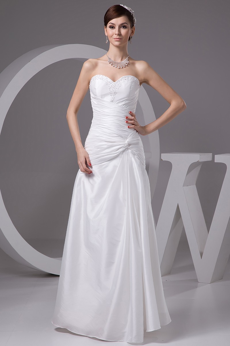 Sheath Sweetheart Floor-length Satin Wedding Dress With Beading #OP4895 ...