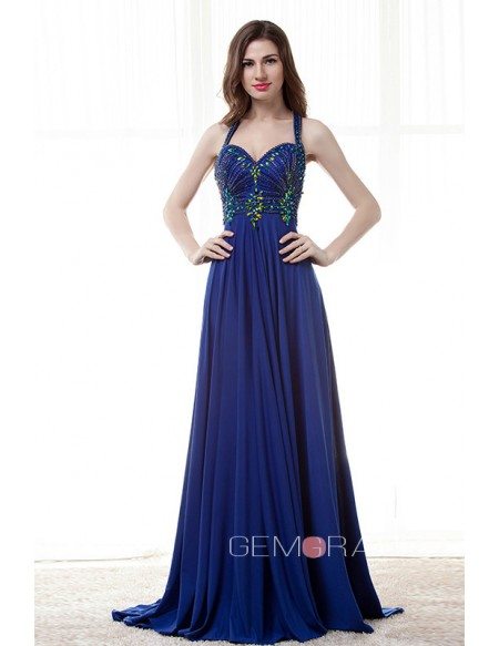 A-Line Sweetheart Floor-Length Chiffon Prom Dress With Ruffle Beading Sequins Pleated