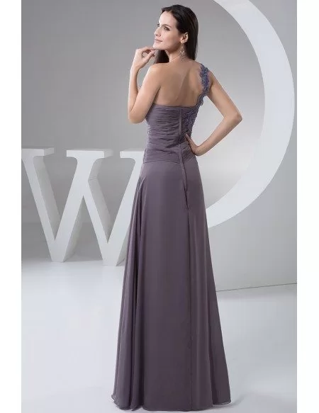 A-line One-shoulder Floor-length Chiffon Mother of the Bride Dress