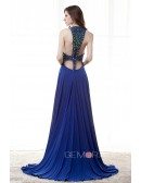 A-Line Sweetheart Floor-Length Chiffon Prom Dress With Ruffle Beading Sequins Pleated