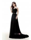 A-Line Scoop Neck Court Train Chiffon Prom Dress With Beading