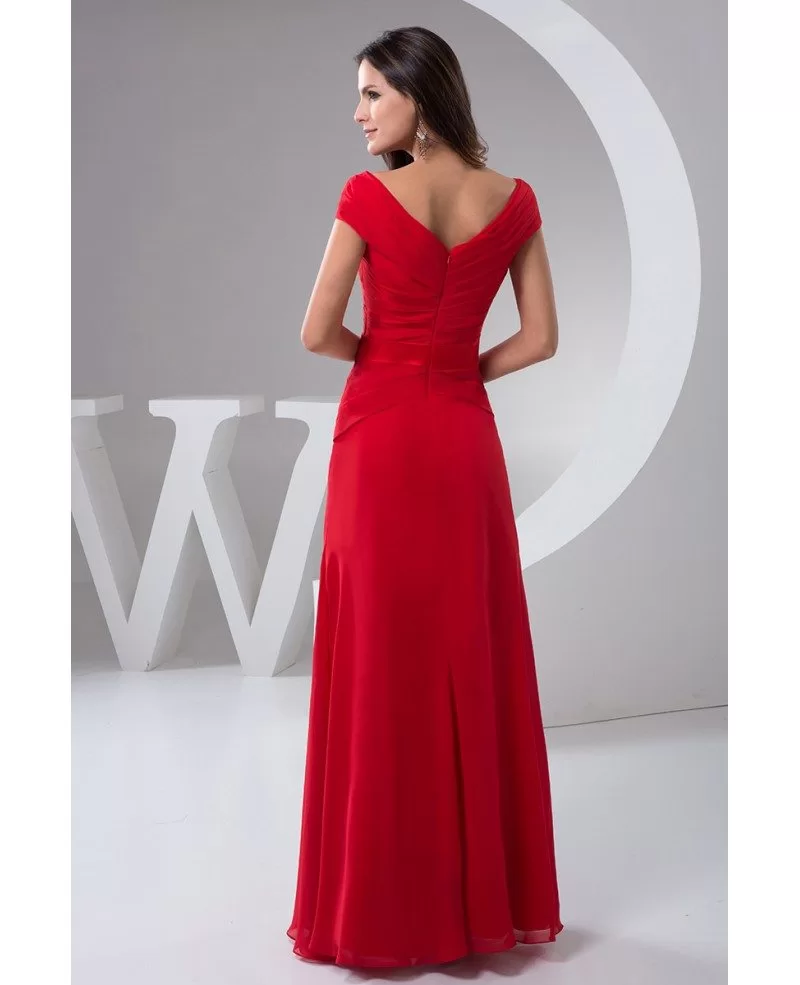 A-line V-neck Floor-length Chiffon Evening Dress With Beading #OP4922 ...