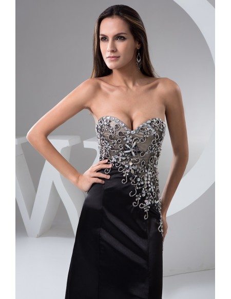 Simple A-Line Sweetheart Neck Sweep Train Slit Dress Royal Blue main image 1