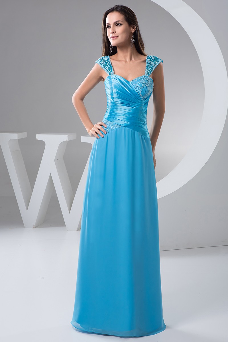 A-Line Chiffon Ruffle Sweetheart Floor Length Prom Dress With Slit Dark Green main image 1