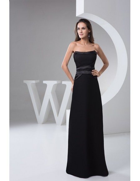 A-line Strapless Floor-length Satin Evening Dress