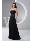 A-line Strapless Floor-length Satin Evening Dress