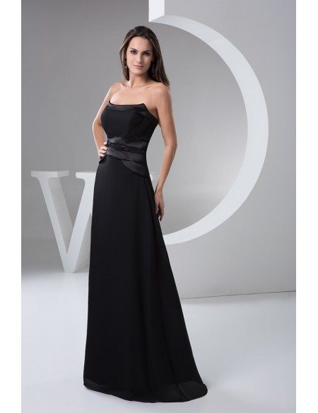 A-line Strapless Floor-length Satin Evening Dress