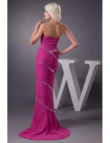 Beaded Sweetheart Neck Tiered Sweep Train Dress Champagne