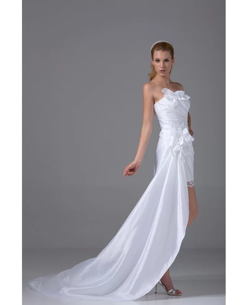 Simple White High Low Wedding Dresses Beach Wedding Sheath Fitted Style ...