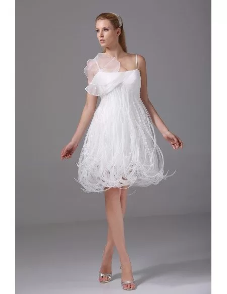 Unique Spaghetti Straps Tassels Short Wedding Dress Reception