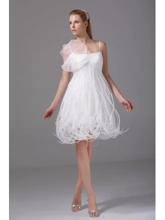 Unique Spaghetti Straps Tassels Short Wedding Dress Reception