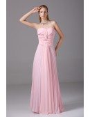Pink Pleated Chiffon Floor Length Long Sweetheart Bridal Party Dress