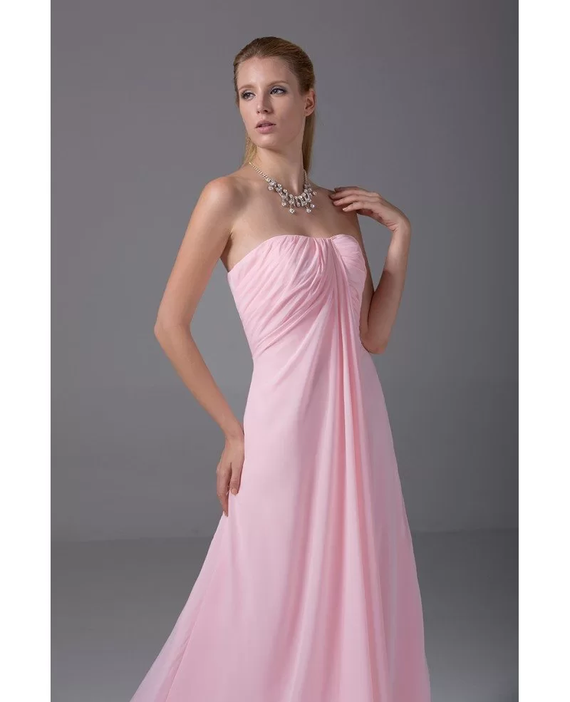 Custom Strapless Long Pink Chiffon Bridesmaid Dress #OP4092 $109 ...