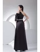 Sexy Black One Sleeve Split Front Long Formal Dress Beaded