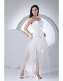 Cute High Low Tulle Strapless Wedding Dress with Sash