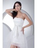 Cute High Low Tulle Strapless Wedding Dress with Sash