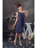 A-line One-shoulder Knee-length Chiffon Mother of the Bride Dress