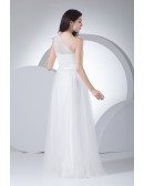 Beautiful Soft Tulle One Shoulder with Bow Floor Length Wedding Dress