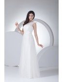 Beautiful Soft Tulle One Shoulder with Bow Floor Length Wedding Dress