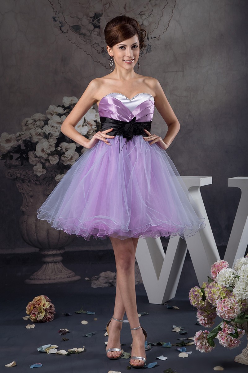 Simple A line Short Sleeves Tulle Long Prom Dress B193