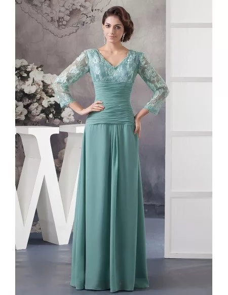 Fall Mother of the Bride Dresses With Sleeves 2016 A-line V-neck Lace ...