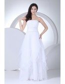 Elegant Strapless Floor Length Organza Wedding Dress
