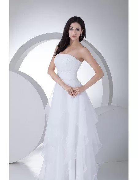 Elegant Strapless Floor Length Organza Wedding Dress