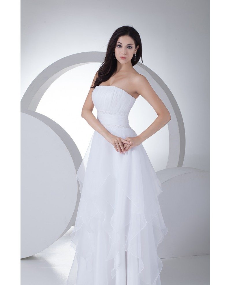 Elegant Strapless Floor Length Organza Wedding Dress #OP4126 $165.2 ...
