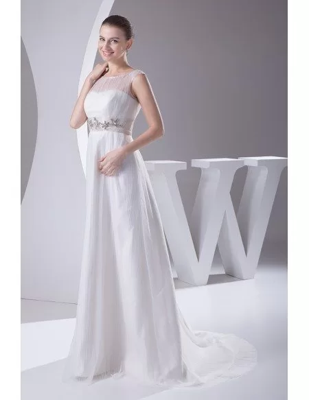 Elegant White Cap Sleeves Beaded Waist Long Formal Dress Custom