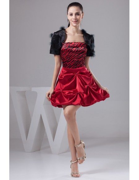A-line Strapless Short Satin Prom Dress #OP41054 $120.8 - GemGrace.com
