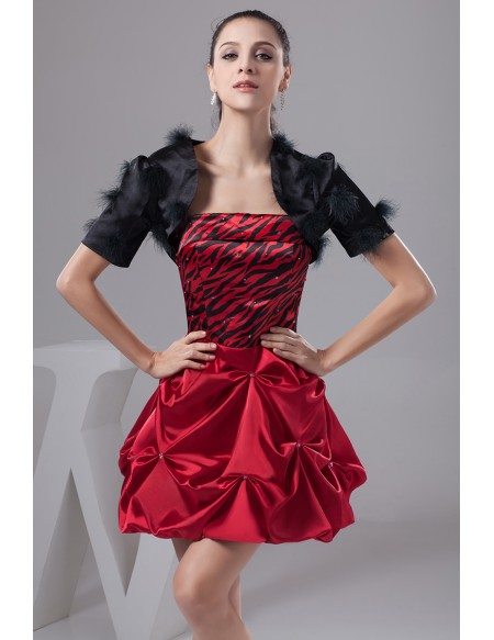 A-line Strapless Short Satin Prom Dress #OP41054 $120.8 - GemGrace.com