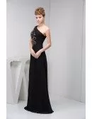 A-line One-shoulder Floor-length Satin Evening Dress With Beading