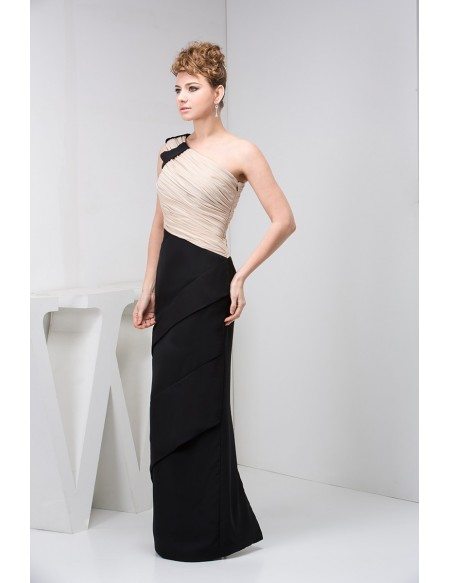 Sheath One-shoulder Floor-length Chiffon Evening Dress