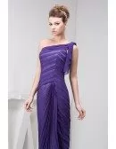 Sheath One-shoulder Ankle-length Chiffon Evening Dress